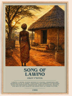 Song Of Lawino bookish book poster by Okot P'Bitek – framed literary art print