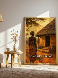 Song Of Lawino watercolour print in frame leaning in hallway – poetry wall art