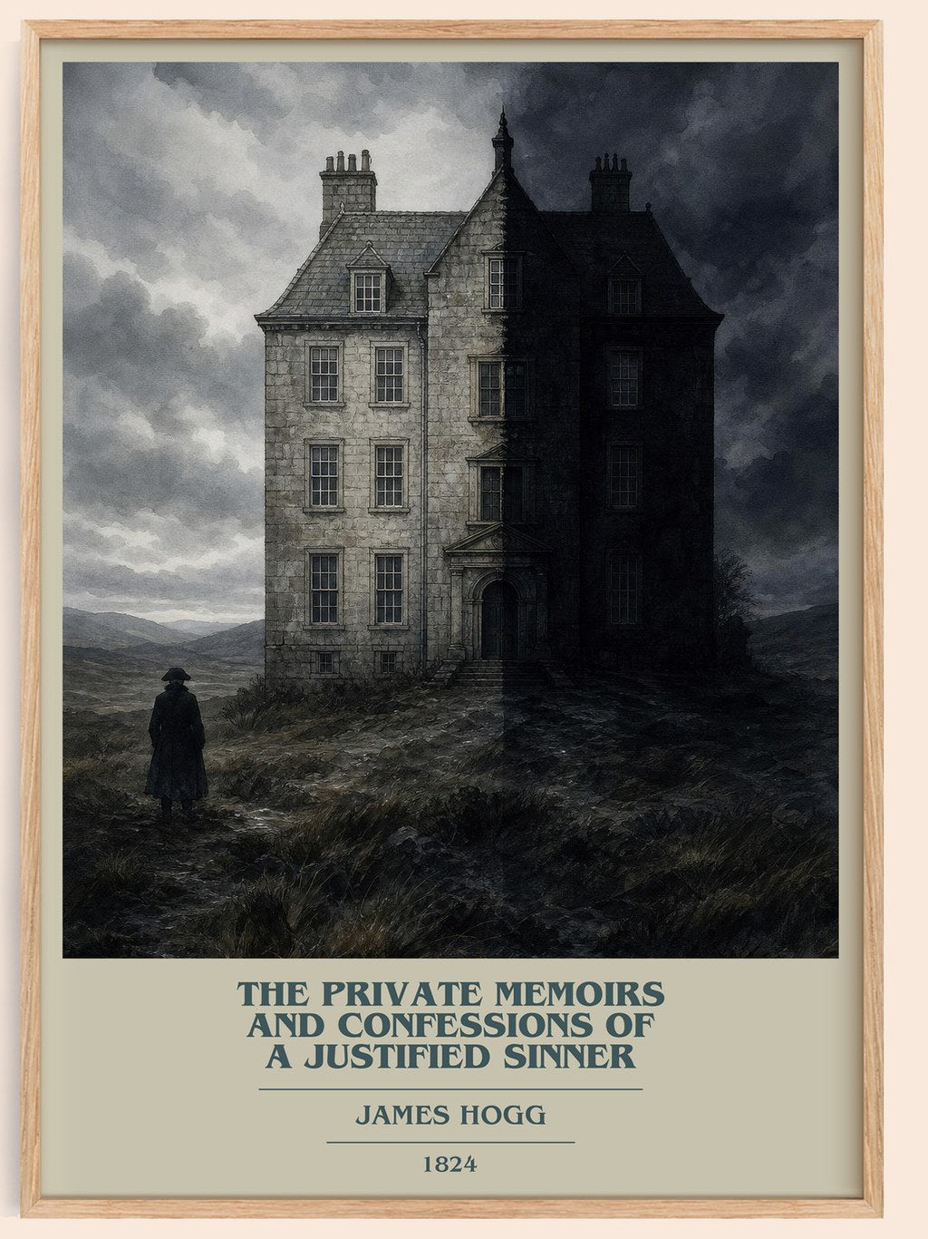 The Private Memoirs and Confessions of a Justified Sinner book cover book poster by James Hogg – framed literary art print