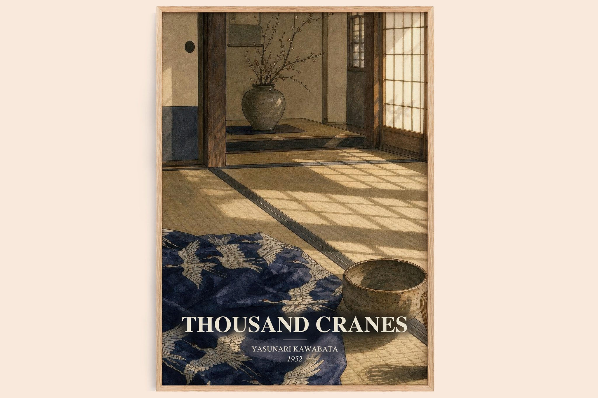 Thousand Cranes Book Watercolour Illustration by Yasunari Kawabata