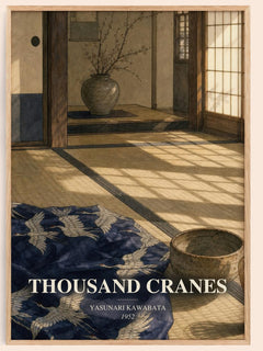 Thousand Cranes watercolour book poster by Yasunari Kawabata – framed literary art print