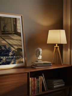 Thousand Cranes watercolour print on bookshelf – Yasunari Kawabata fan gift