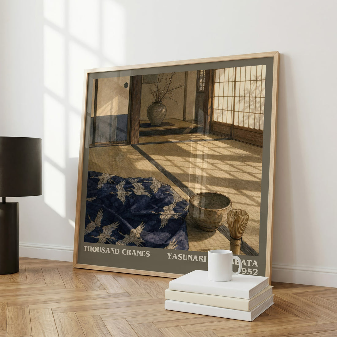 Thousand Cranes literary art print colour and style options – Yasunari Kawabata book art