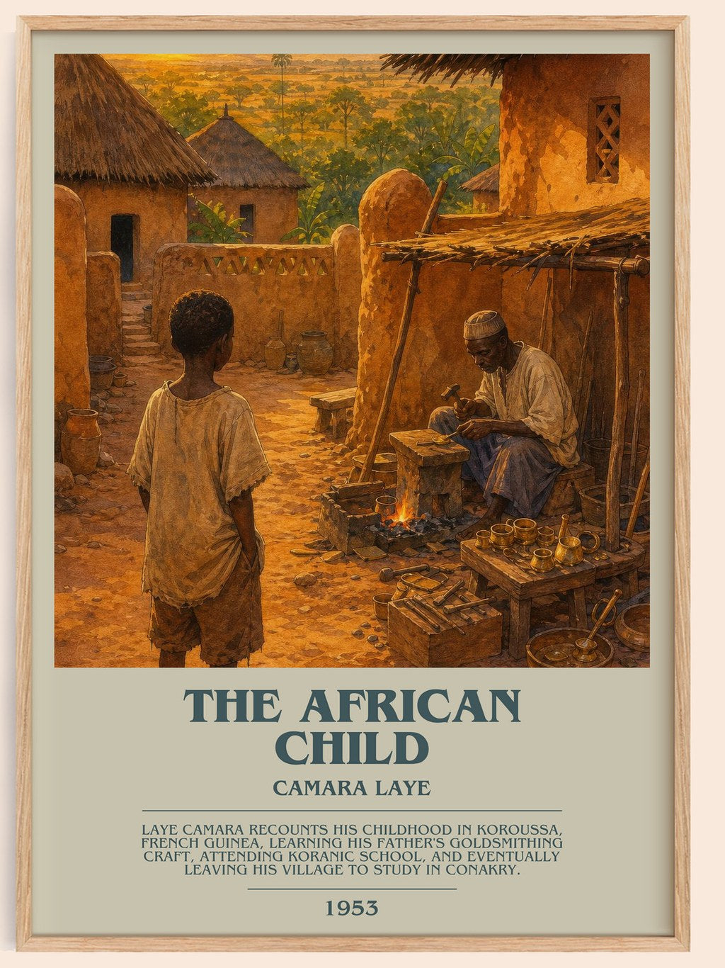 The African Child bookish book poster by Camara Laye – framed literary art print