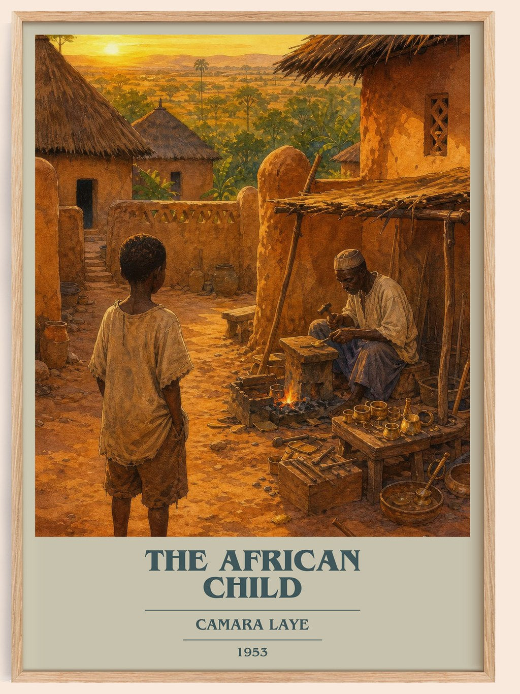 The African Child book cover book poster by Camara Laye – framed literary art print