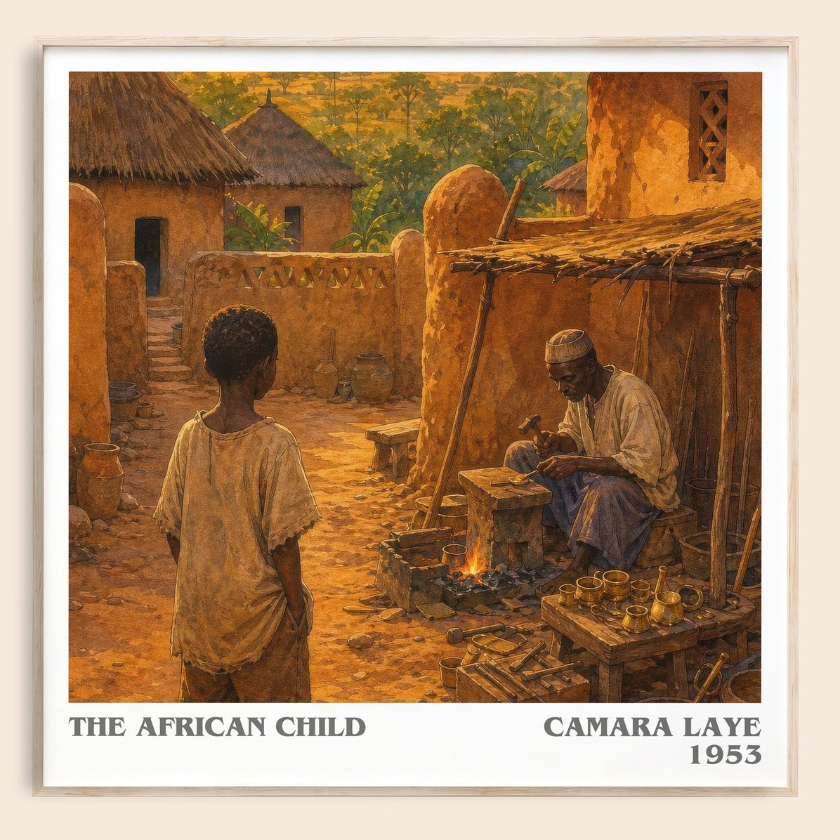 The African Child literary book poster by Camara Laye – framed literary art print