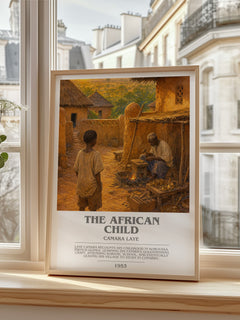 The African Child bookish print in frame leaning in hallway – memoir wall art