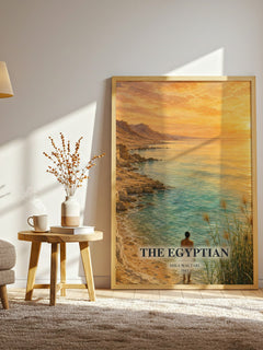The Egyptian watercolour print in frame leaning in hallway – historical fiction wall art