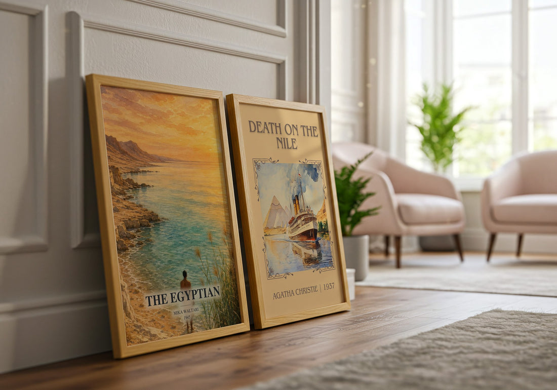 The Egyptian watercolour print framed by window – literary home decor