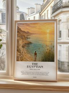 The Egyptian bookish print in frame leaning in hallway – historical fiction wall art