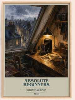 Absolute Beginners book cover book poster by Colin MacInnes – framed literary art print