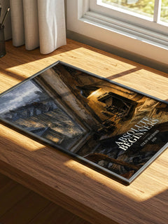 Absolute Beginners watercolour book poster framed on wall – literary fiction wall art