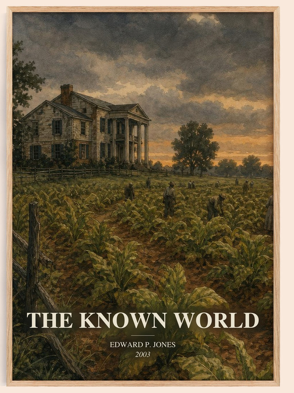 The Known World watercolour book poster by Edward P. Jones – framed literary art print