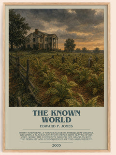 The Known World bookish book poster by Edward P. Jones – framed literary art print