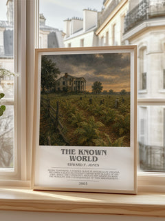 The Known World bookish print in frame leaning in hallway – literary fiction wall art