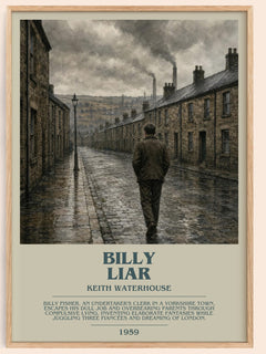 Billy Liar bookish book poster by Keith Waterhouse – framed literary art print