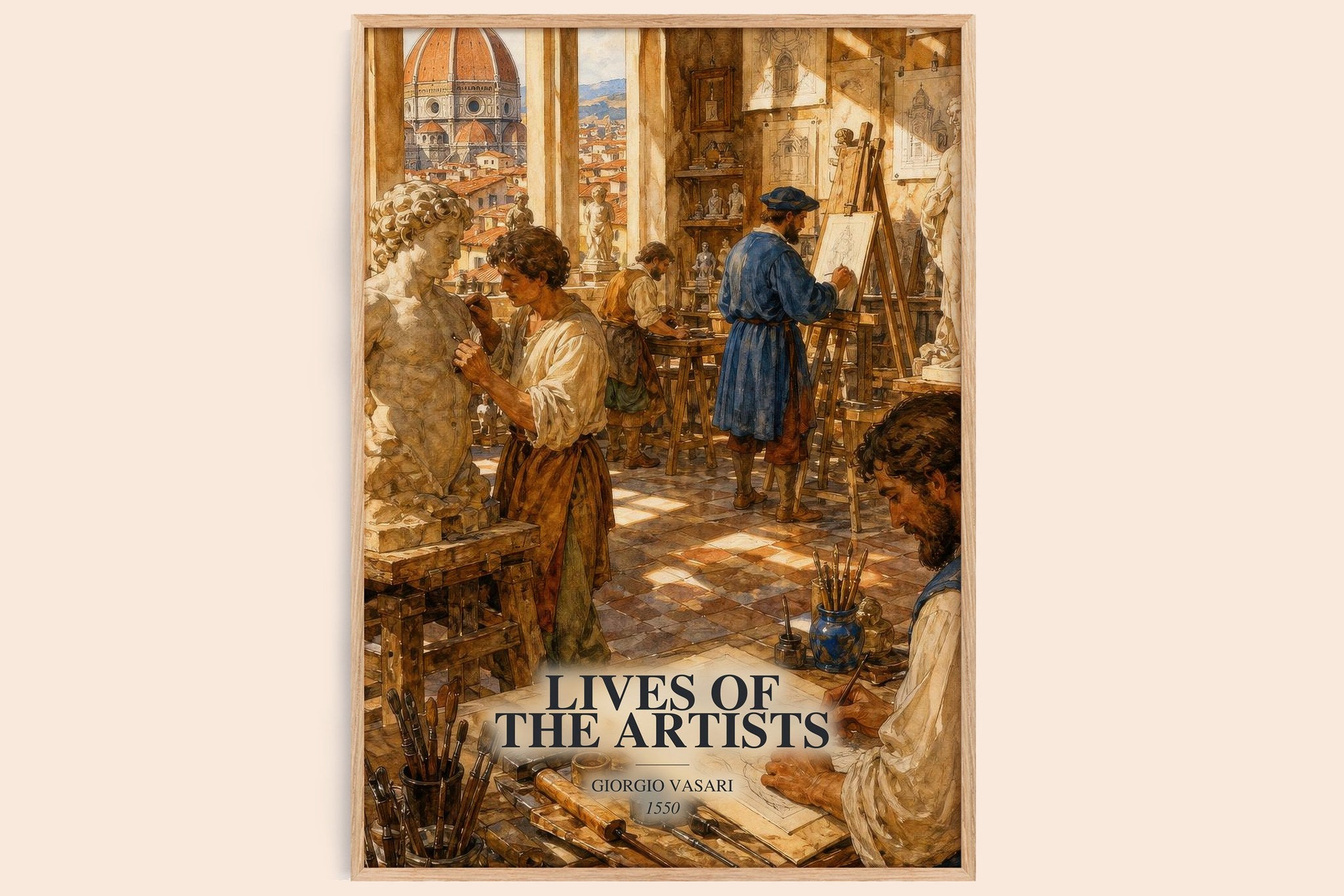 Lives of the Artists Book Watercolour Illustration by Giorgio Vasari