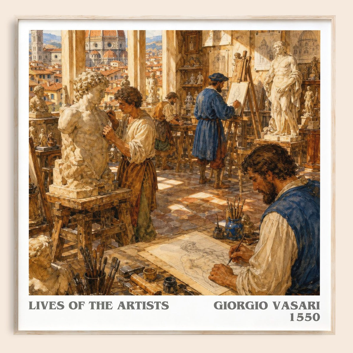 Lives of the Artists literary book poster by Giorgio Vasari – framed literary art print