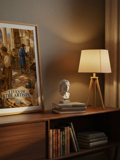 Lives of the Artists watercolour print on bookshelf – Giorgio Vasari fan gift