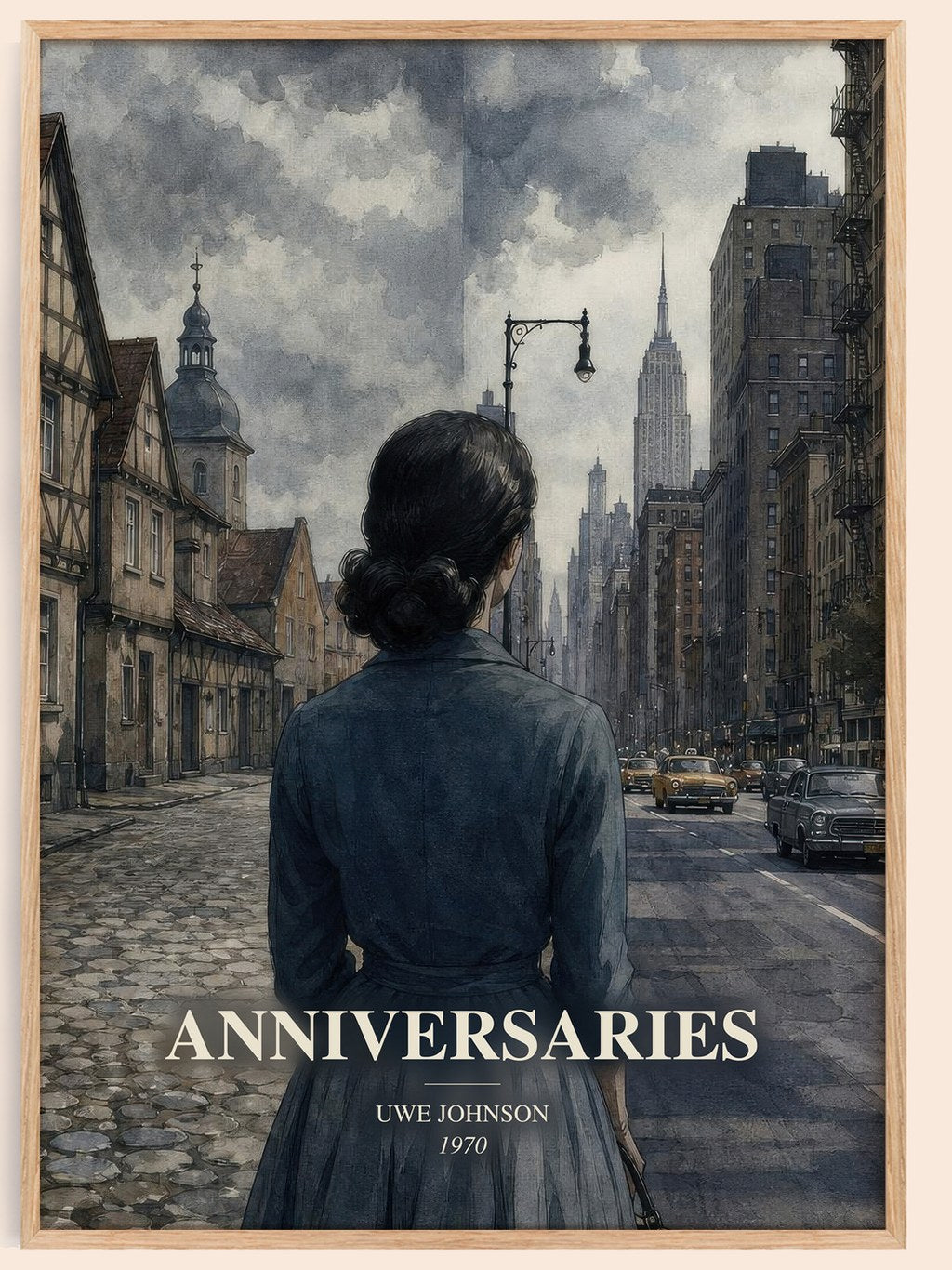 Anniversaries watercolour book poster by Uwe Johnson – framed literary art print