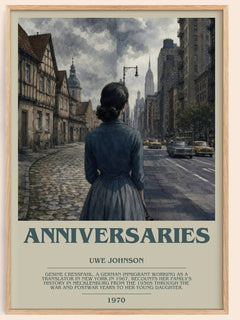 Anniversaries bookish book poster by Uwe Johnson – framed literary art print