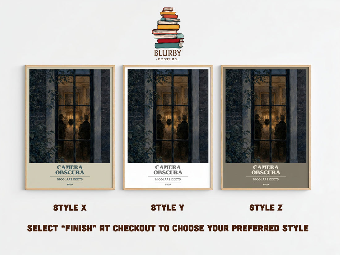 Camera Obscura book cover print framed by window – literary home decor