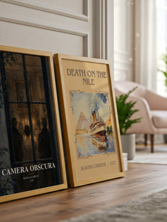 Camera Obscura watercolour print framed by window – literary home decor