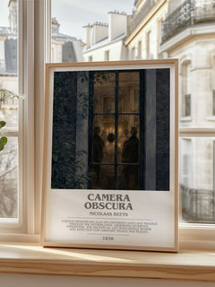 Camera Obscura bookish print in frame leaning in hallway – classic literature wall art