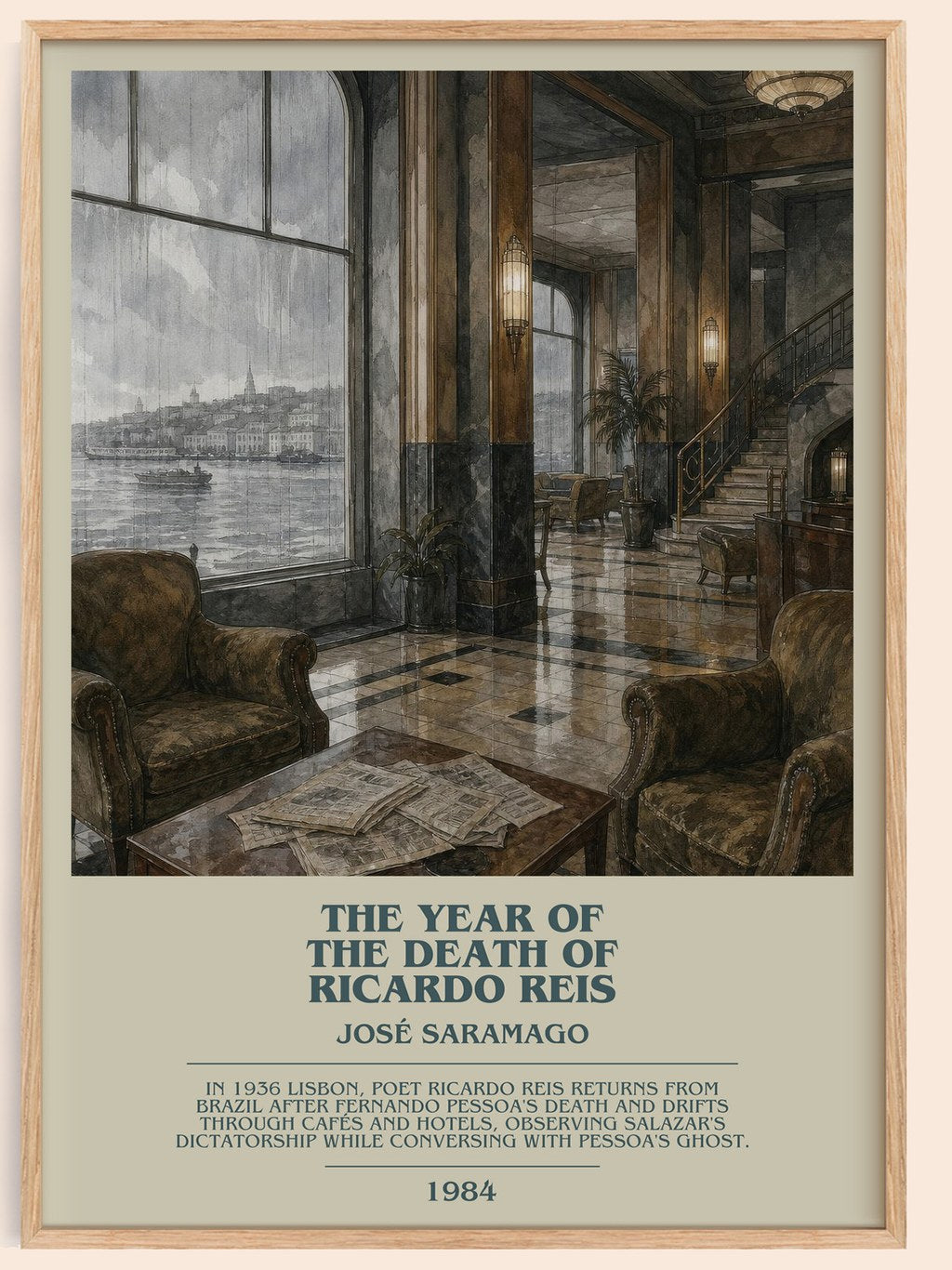 The Year of the Death of Ricardo Reis bookish book poster by José Saramago – framed literary art print