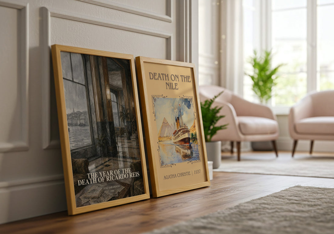 The Year of the Death of Ricardo Reis watercolour print framed by window – literary home decor
