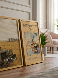 Chevengur watercolour print framed by window – literary home decor