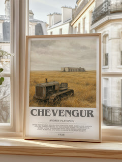 Chevengur bookish print in frame leaning in hallway – literary fiction wall art