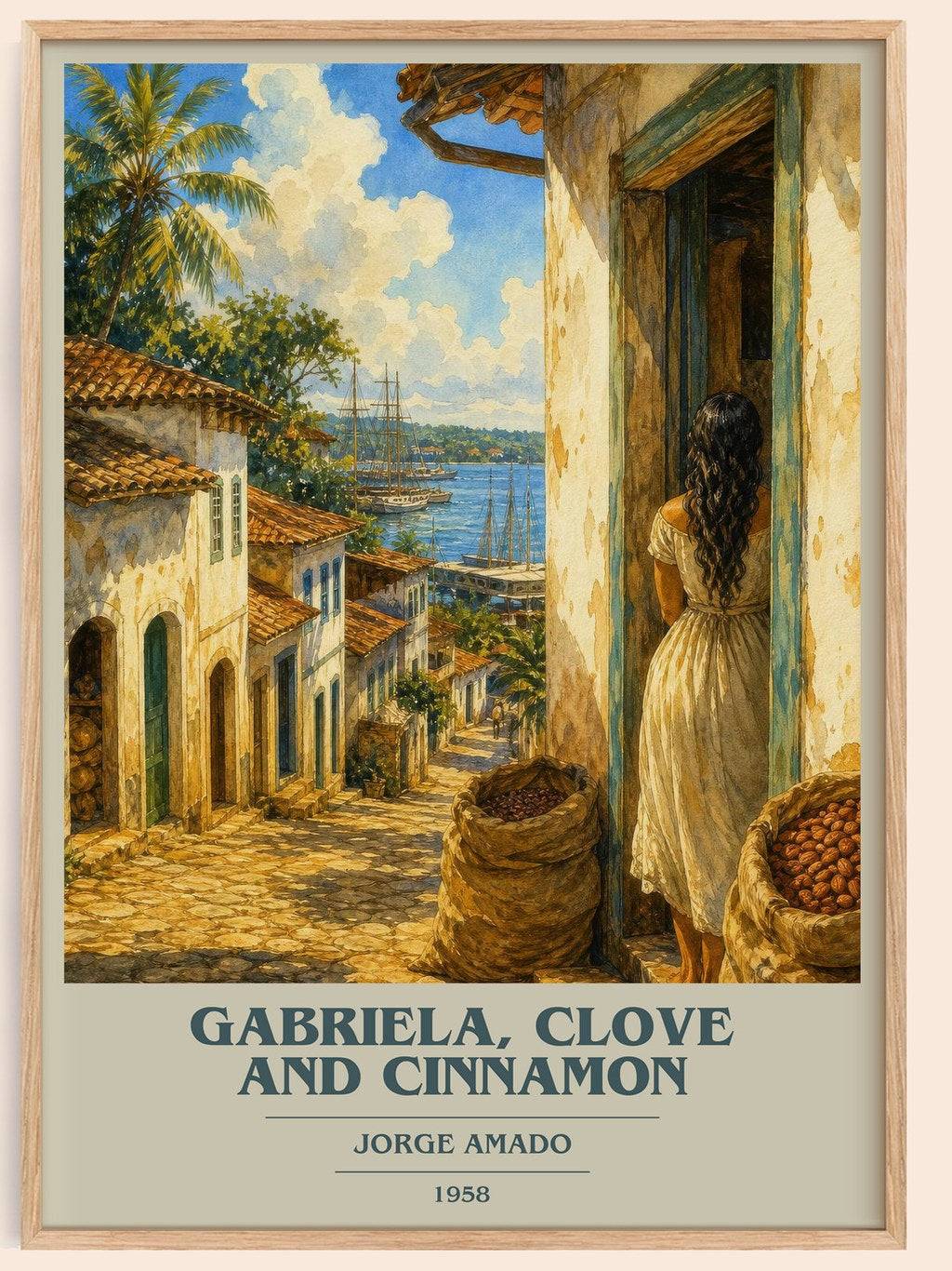 Gabriela, Clove and Cinnamon book cover book poster by Jorge Amado – framed literary art print