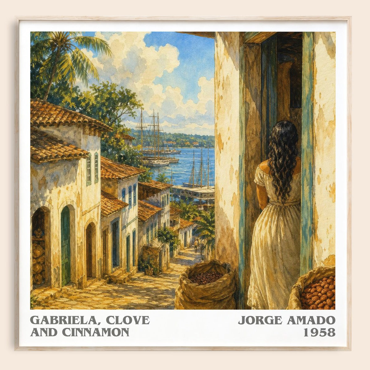 Gabriela, Clove and Cinnamon literary book poster by Jorge Amado – framed literary art print