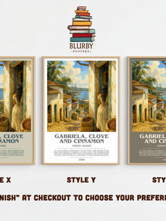 Gabriela, Clove and Cinnamon bookish print framed by window – literary home decor