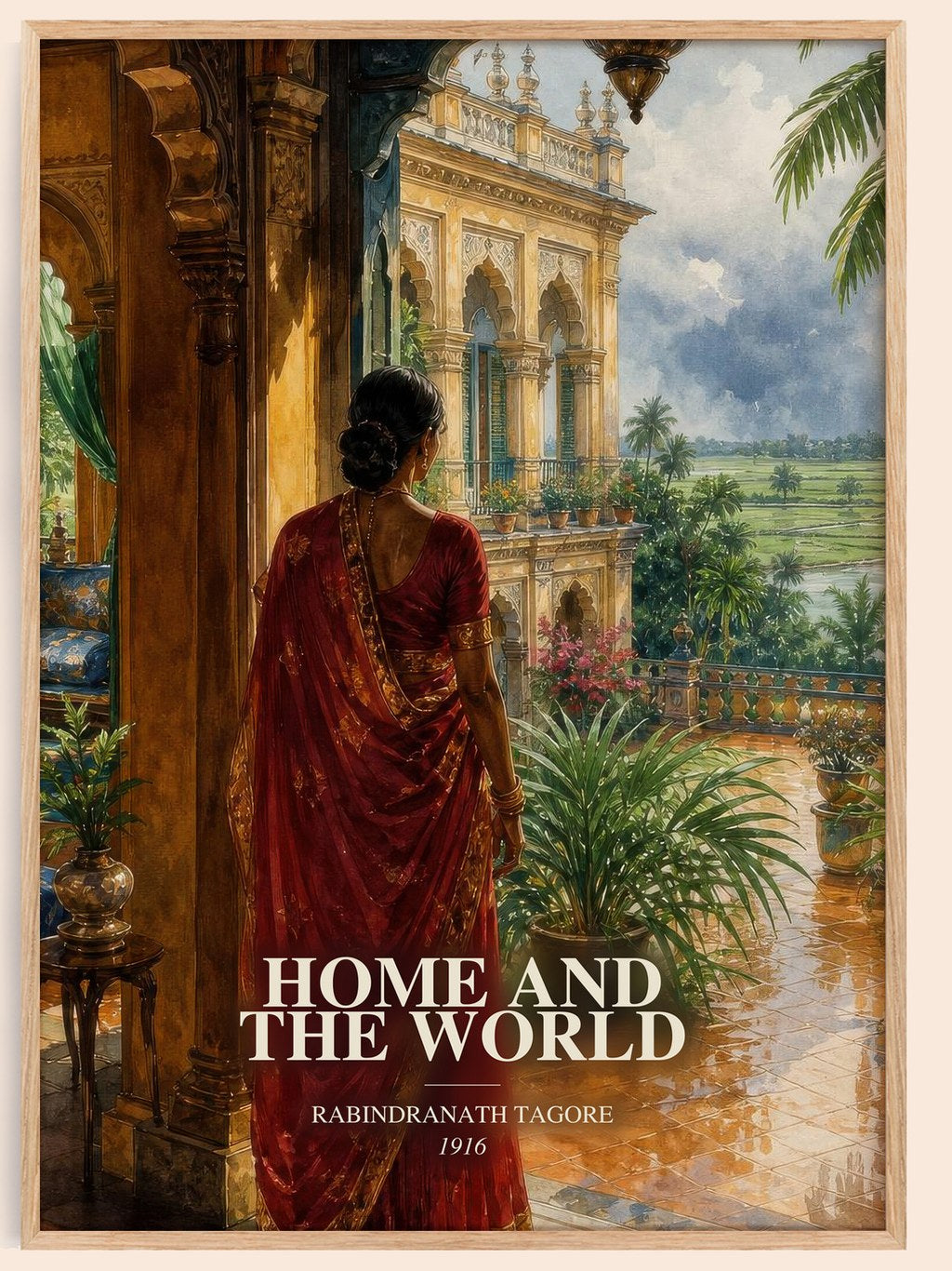 Home and the World watercolour book poster by Rabindranath Tagore – framed literary art print