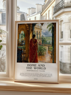 Home and the World bookish print in frame leaning in hallway – literary fiction wall art