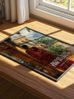 Home and the World watercolour book poster framed on wall – literary fiction wall art