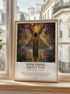 Something About Eve bookish print in frame leaning in hallway – fantasy wall art