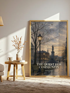 The Quest for Community watercolour print in frame leaning in hallway – philosophy wall art