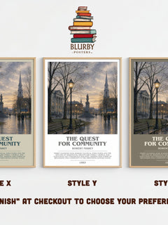The Quest for Community bookish print framed by window – literary home decor