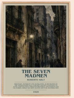 The Seven Madmen bookish book poster by Roberto Arlt – framed literary art print