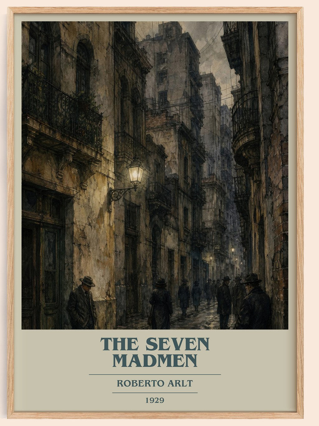 The Seven Madmen book cover book poster by Roberto Arlt – framed literary art print