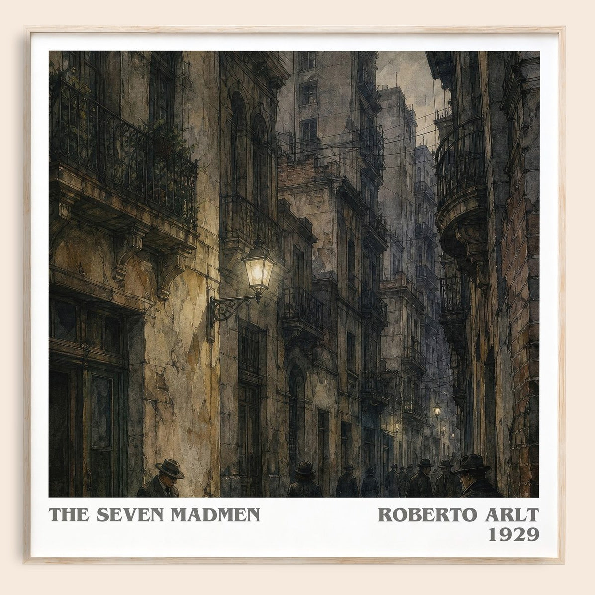 The Seven Madmen literary book poster by Roberto Arlt – framed literary art print