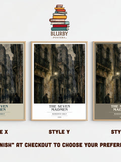 The Seven Madmen book cover print framed by window – literary home decor