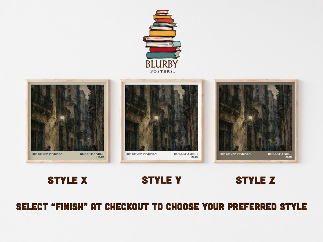 The Seven Madmen literary print framed by window – literary home decor