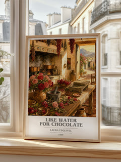 Like Water For Chocolate book cover print in frame leaning in hallway – literary fiction wall art