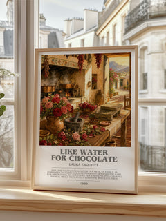 Like Water For Chocolate bookish print in frame leaning in hallway – literary fiction wall art