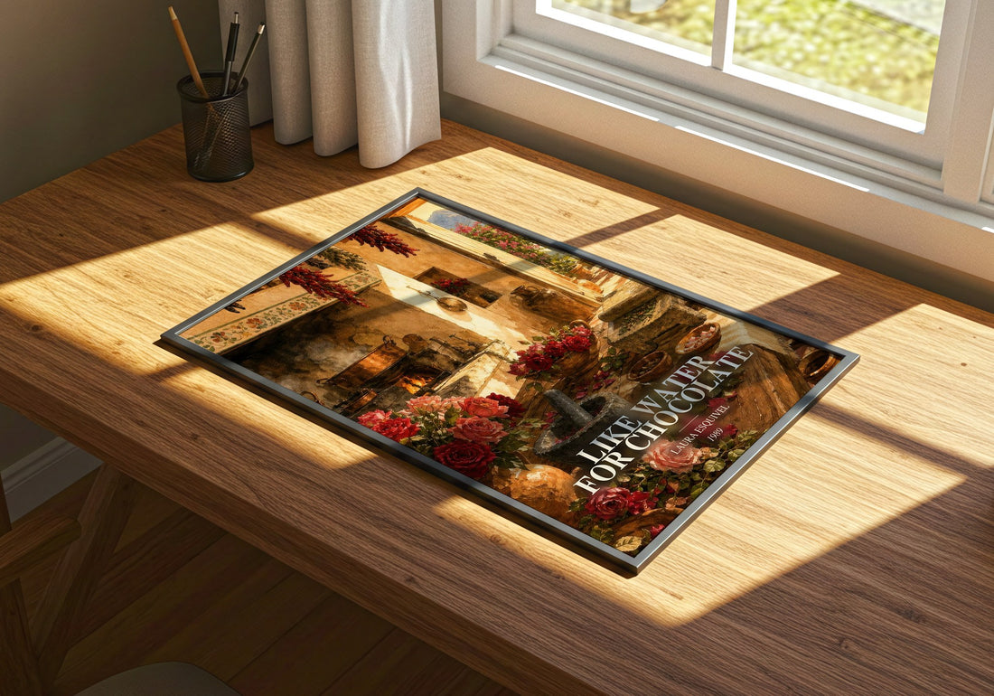 Like Water For Chocolate watercolour book poster framed on wall – literary fiction wall art