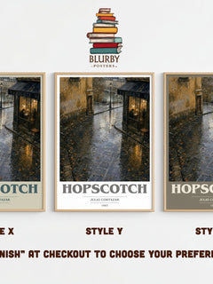 Hopscotch book cover print framed by window – literary home decor
